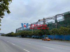 清遠磁懸浮項目蓮湖車站鋼-膜結構工程鋼結構接近尾聲